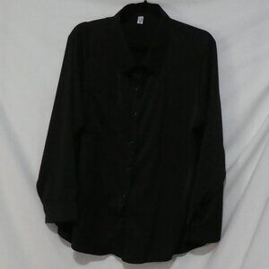 ASEW | 2XL | Classic Black Long Sleeve Button-Up Casual / Dress Shirt W/ Pocket